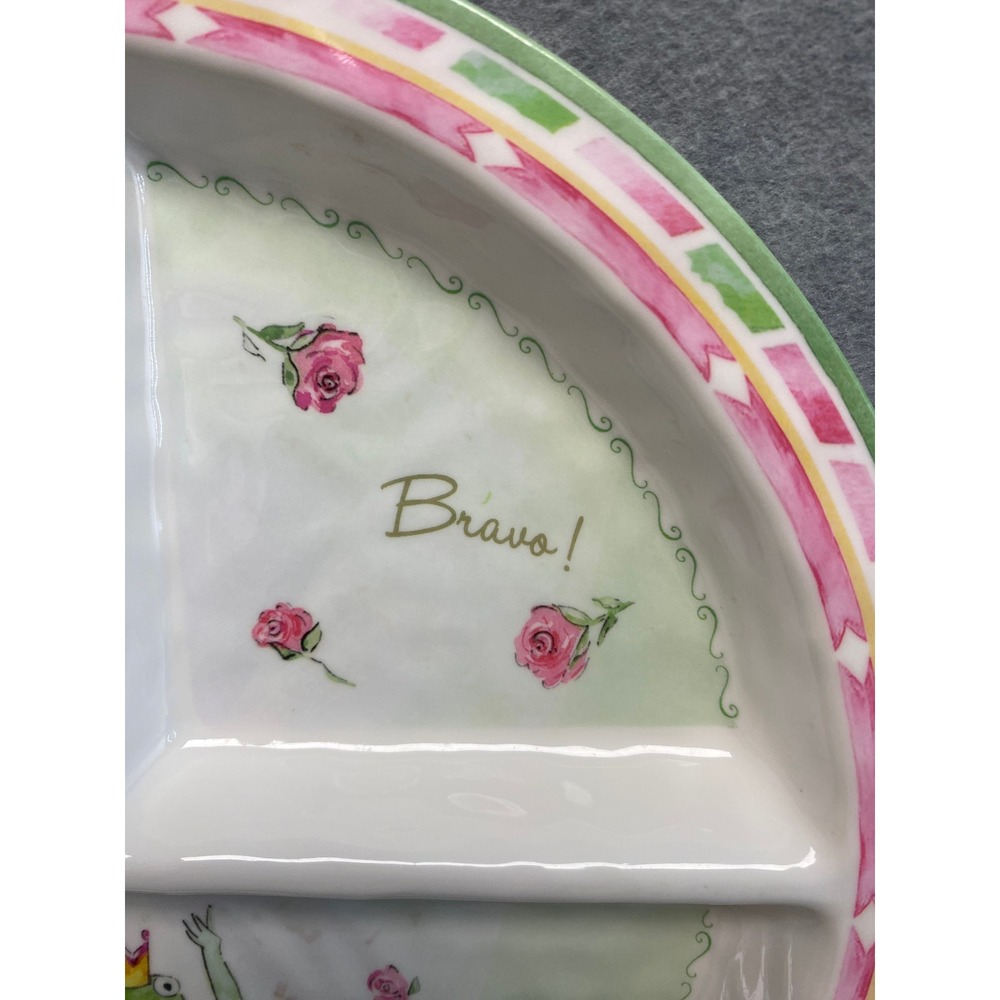 Baby Cie Plate Divided Frog Ballerina Encore Bravo Pink Green Eating Meals - Picture 5 of 8